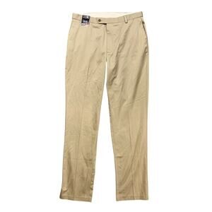 Roundtree & Yorke Pants Mens 36 Tall Khaki Travel Smart Twill Classic Fit Chino